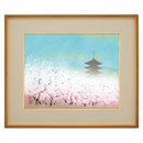 画業55周年記念 水嶋征夫 肉筆画 仁和寺の御室桜 掛軸