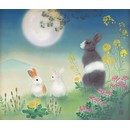 白木結衣筆　絹本肉筆画　春月夜